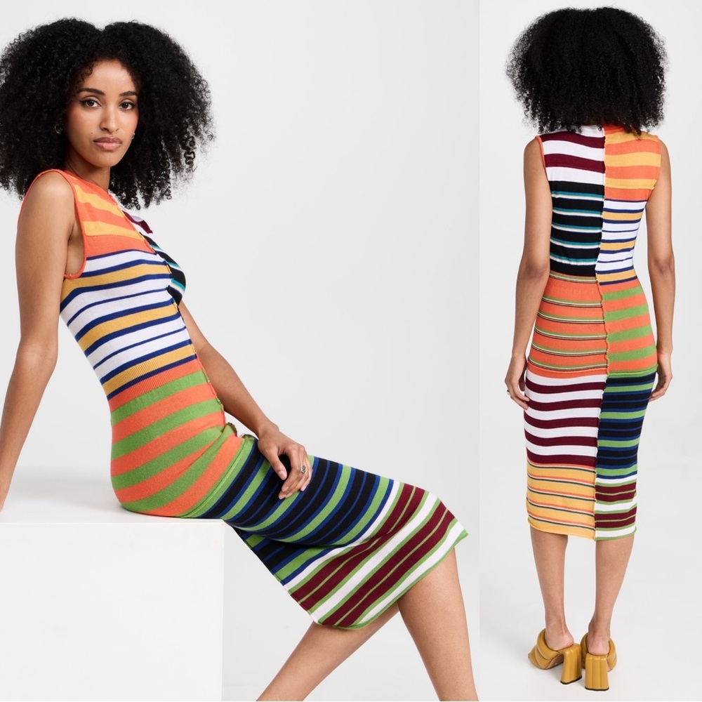 Marni Striped Patchwork Sleeveless Knit Midi Shea… - image 4